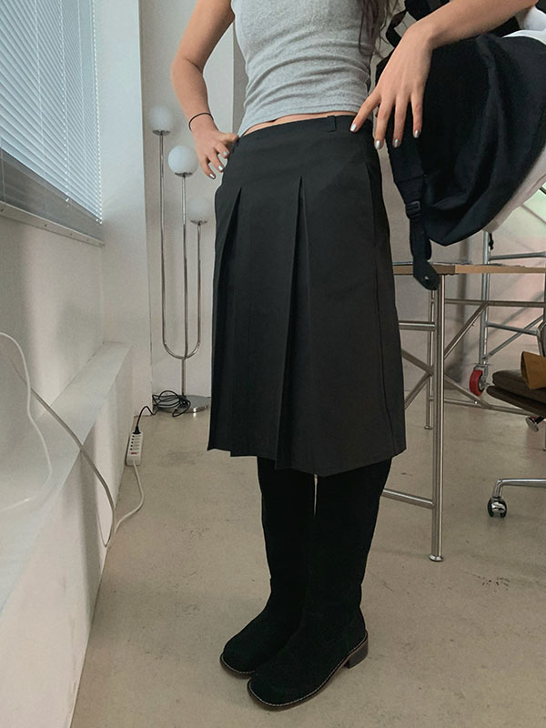 Tencel Charcoal Midi Skirt