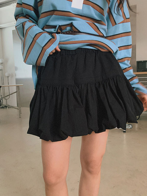 Double Pleats Mini Skirt